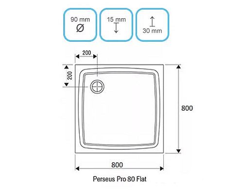 Приобрести Душевой поддон из искусственного камня Ravak Perseus Pro Flat 80х80 XA034411010 Белый в магазине сантехники Santeh-Crystal.ru