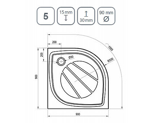 Купить Душевой поддон из искусственного камня Ravak Elipso Pro 90х90 XA237701010BM Черный матовый в магазине сантехники Santeh-Crystal.ru