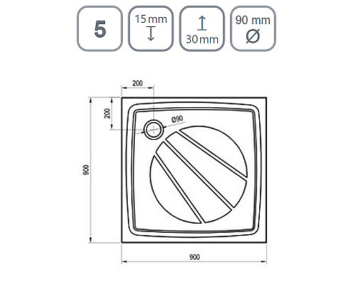 Заказать Душевой поддон из искусственного камня Ravak Perseus Pro 90х90 XA037701010WM Белый матовый в магазине сантехники Santeh-Crystal.ru