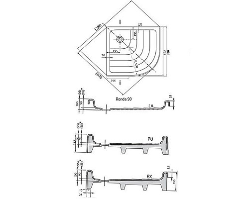 Santeh-Crystal.ru: Акриловый поддон для душа Ravak Kaskada/Ronda-90х90 PU A207001120 Белый Заказать Акриловый поддон для душа Ravak Kaskada/Ronda-90х90 PU A207001120 Белый в магазине сантехники Santeh-Crystal.ru