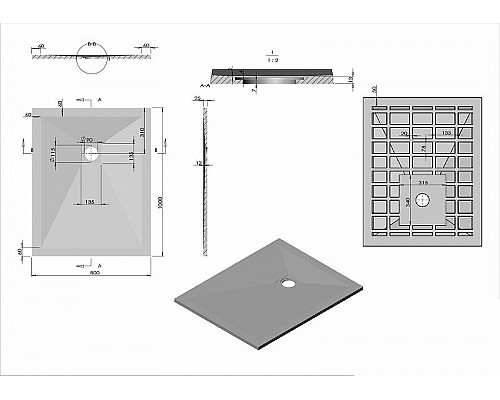 Заказать Душевой поддон из искусственного камня Vincea 100x80 VST-4SR8010W+Vsph-D132 Белый матовый в магазине сантехники Santeh-Crystal.ru