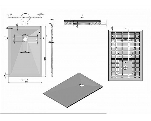 Купить Душевой поддон из искусственного камня Vincea 120x80 VST-4SR8012W+Vsph-D132 Белый матовый в магазине сантехники Santeh-Crystal.ru