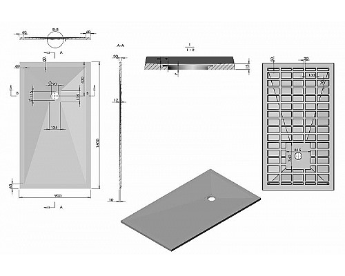 Купить Душевой поддон из искусственного камня Vincea 160x90 VST-4SR9016A Антрацит в магазине сантехники Santeh-Crystal.ru