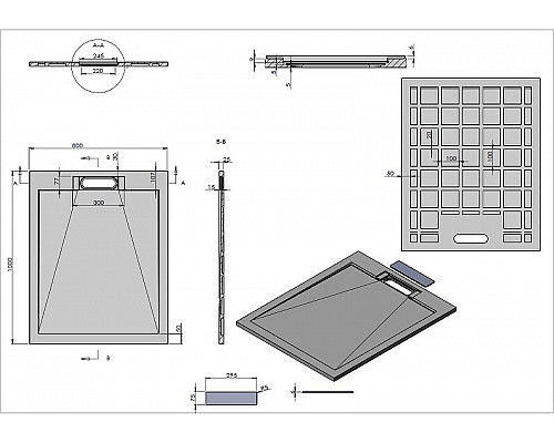 Заказать Душевой поддон из искусственного камня Vincea 100x80 VST-4SRL8010A Антрацит в магазине сантехники Santeh-Crystal.ru