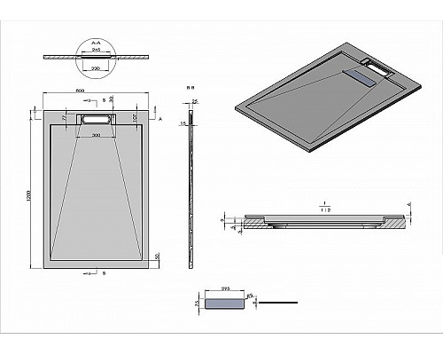 Купить Душевой поддон из искусственного камня Vincea 120x80 VST-4SRL8012G Серый в магазине сантехники Santeh-Crystal.ru