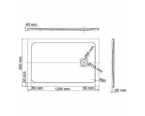 Приобрести Душевой поддон из искусственного камня WasserKRAFT Rhin 120x90 44T07 Белый матовый в магазине сантехники Santeh-Crystal.ru