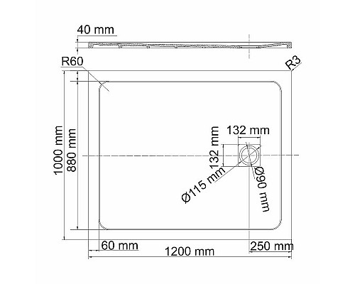 Купить Душевой поддон из искусственного камня WasserKRAFT Rhin 120x100 44T10 Белый матовый в магазине сантехники Santeh-Crystal.ru