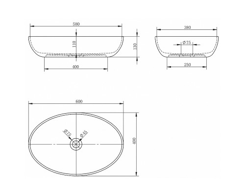 Раковина-чаша Abber Karbon 60 AK2041 Черная