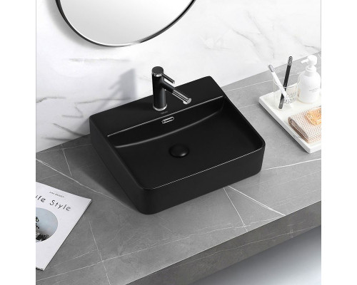 Приобрести Раковина Abber Rechteck 50 AC2203MB Черная матовая в магазине сантехники Santeh-Crystal.ru
