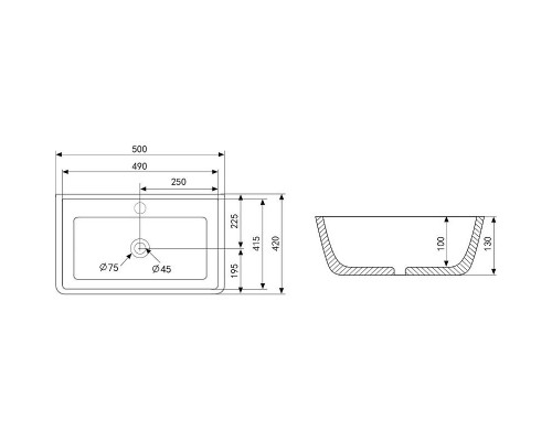 Приобрести Раковина Abber Rechteck 50 AC2203MB Черная матовая в магазине сантехники Santeh-Crystal.ru
