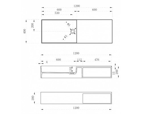 Раковина Abber Stein 120 AS2649-1.2 Белая матовая