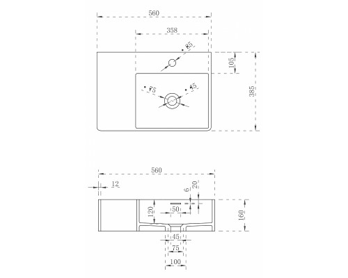 Раковина Abber Stein 56 R AS2644 R Белая матовая