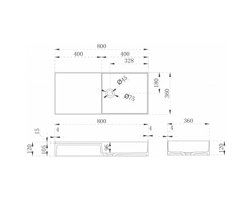 Раковина Abber Stein 80 AS2648 Белая матовая