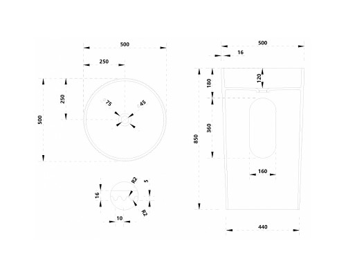 Раковина Abber Stein 50 AS2501-H Белая матовая