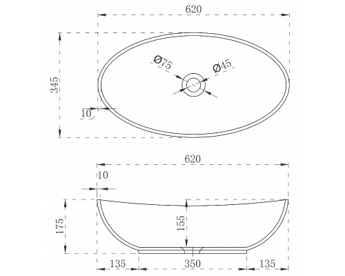 Раковина-чаша Abber Stein 62 AS2610 Белая матовая