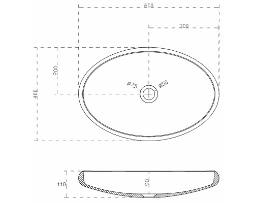 Раковина-чаша Abber Stein 60 AS2614 Белая матовая