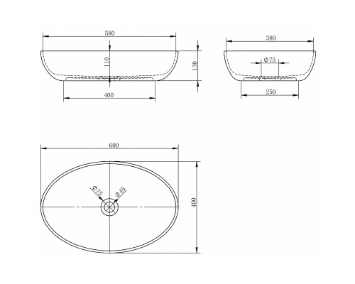 Раковина-чаша Abber Stein 60 AS2619 Белая матовая
