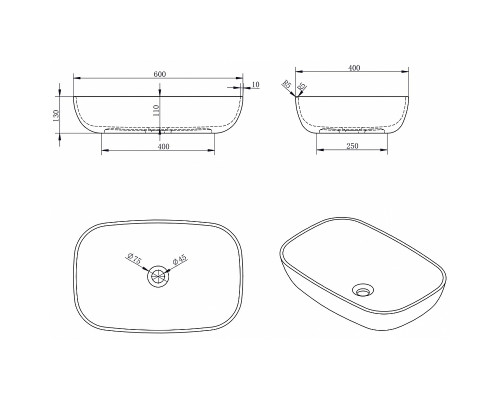 Раковина-чаша Abber Stein 60 AS2620 Белая матовая