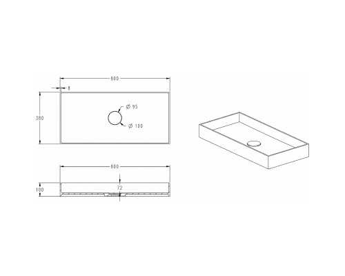 Раковина-чаша Abber Stein 80 AS2622 Белая матовая
