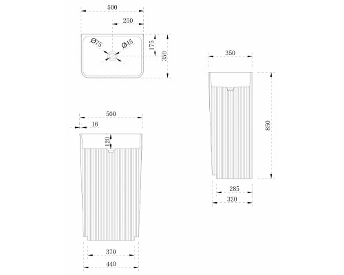 Раковина Abber Stein 50 AS2505-H Белая матовая