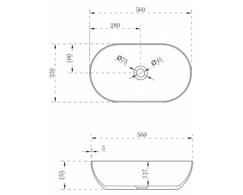 Раковина-чаша Abber Stein 56 AS2611 Белая матовая