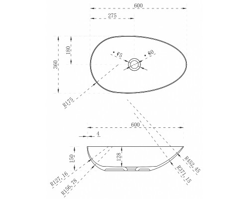 Раковина-чаша Abber Stein 60 AS2615 Белая матовая
