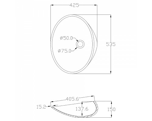 Раковина-чаша Abber Stein 54 AS2616 Белая матовая