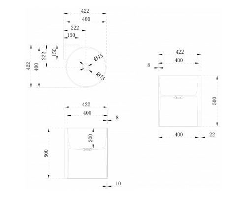 Раковина Abber Stein 42 AS2625 угловая Белая матовая