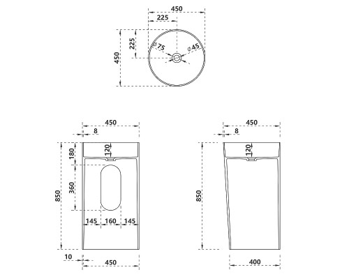 Раковина Abber Stein 45 AS2506-H Белая матовая