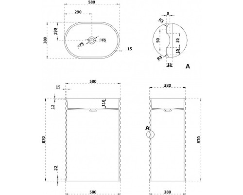 Раковина Abber Stein 58 AS2550 Белая матовая