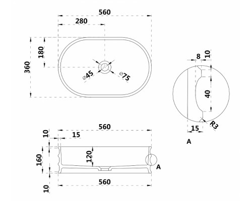 Раковина-чаша Abber Stein 56 AS2650 Белая матовая