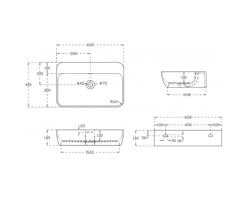 Раковина Abber Stein 60 AS2654 Белая матовая