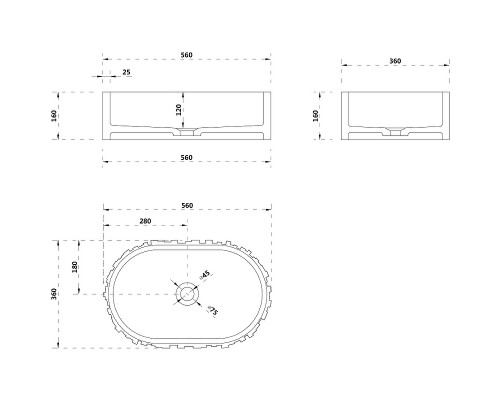 Раковина-чаша Abber Stein 56 AS2655 Белая матовая