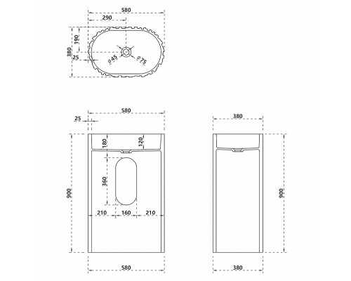 Раковина Abber Stein 58 AS2551-H Белая матовая
