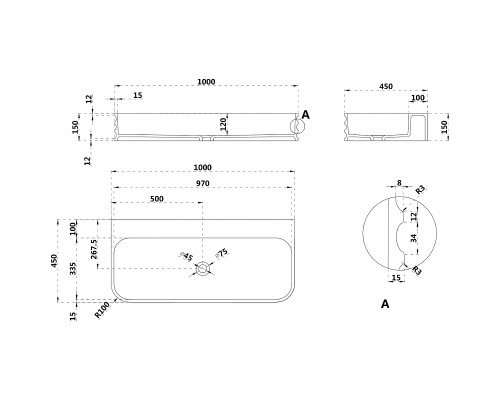 Раковина Abber Stein 100 AS2651-1.0 Белая матовая