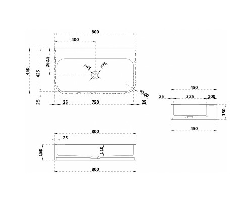 Раковина Abber Stein 80 AS2652-0.8 Белая матовая