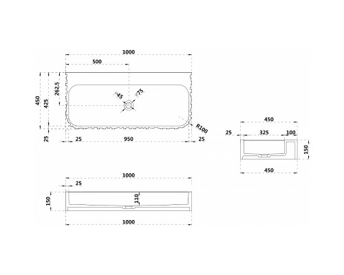 Раковина Abber Stein 100 AS2652-1.0 Белая матовая