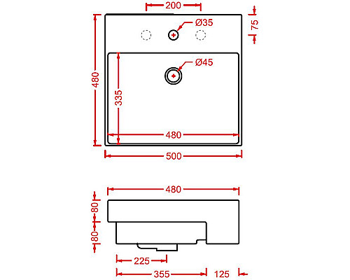 Купить Раковина Artceram Quadro 50 QUL004 01 00 Белая в магазине сантехники Santeh-Crystal.ru