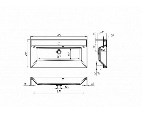 Приобрести Раковина BelBagno 90 BB900/450-LV-MR-AST Белая в магазине сантехники Santeh-Crystal.ru