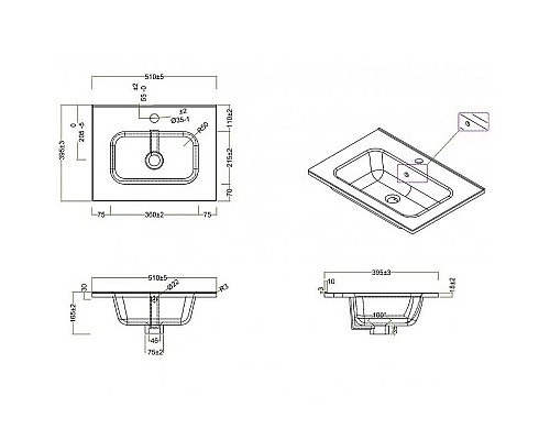 Заказать Раковина BelBagno 51 BB500/390ETL Белая в магазине сантехники Santeh-Crystal.ru