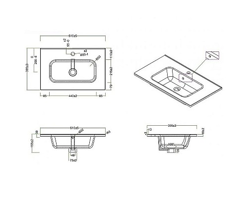 Заказать Раковина BelBagno 61 BB600/390ETL Белая в магазине сантехники Santeh-Crystal.ru