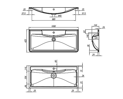 Купить Раковина BelBagno 100 BB1000/455-LV-ART-ALR-NERO Черная матовая в магазине сантехники Santeh-Crystal.ru