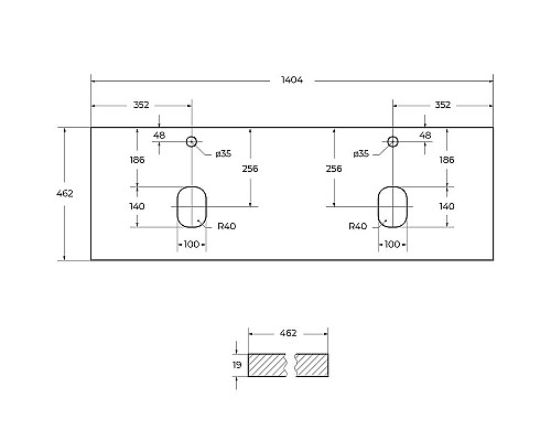 Купить Столешница под раковину BelBagno 140 EK-140-2-BL Bianco Lucido в магазине сантехники Santeh-Crystal.ru