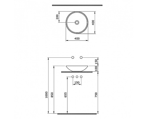 Купить Раковина-чаша Bocchi Lucca Venezia 40 1120-005-0125 Черная глянцевая в магазине сантехники Santeh-Crystal.ru