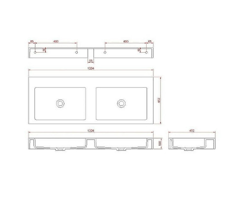 Раковина подвесная Boheme Armadi Art Flat 120 888-120 двойная Белая матовая