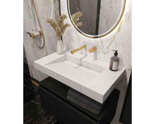Раковина подвесная Boheme Armadi Art Flat 80 859-080-CLCT Белый мрамор