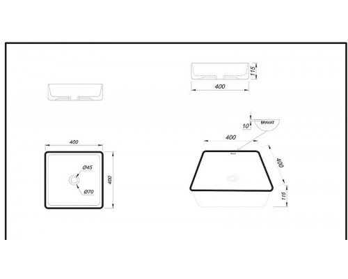 Купить Раковина-чаша Bravat 40 C22356K-ENG Черная в магазине сантехники Santeh-Crystal.ru