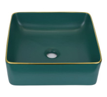 Раковина-чаша Bronze de Luxe 40 1063 Зеленая с золотым ободом