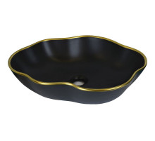 Раковина-чаша Bronze de Luxe 50 1395 Черная с золотым ободом