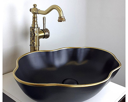 Santeh-Crystal.ru: Раковина-чаша Bronze de Luxe 50 1395 Черная с золотым ободом Заказать Раковина-чаша Bronze de Luxe 50 1395 Черная с золотым ободом в магазине сантехники Santeh-Crystal.ru